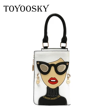 

TOYOOSKY Fashion Earrings Sexy Woman Character Design Handbag Mini Shoulder Bag Glassess Ladies Crossbody Bag Flap Purse Bolsa