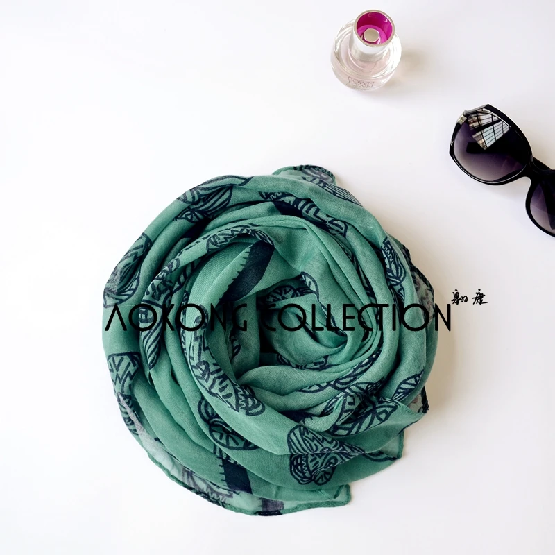 

High quality fabric viscose cotton scarf skull printed spring summer scarves