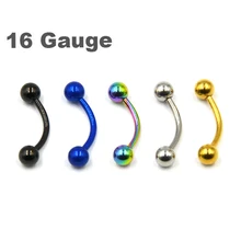 16G paslanmaz çelik kavisli halter topu muz kaş küpeler kaş Piercing göbek takısı küpe Helix Tragus damızlık