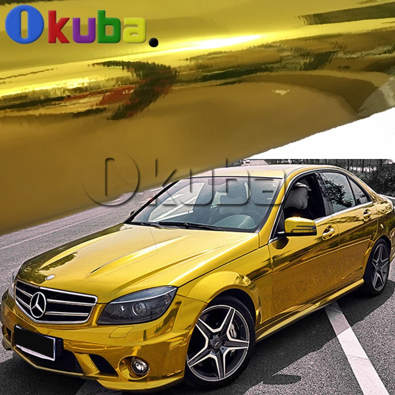 Latest Flexible Chrome Gold Vinyl Car Wrap Golden Wrapping Film With Air Release 3 Layers 1.52*20m/roll | Автомобили и мотоциклы
