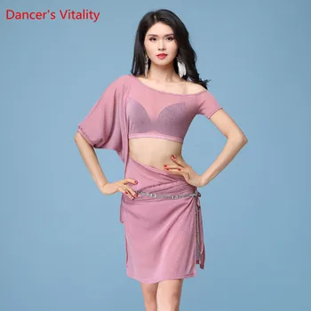 

Women New Belly Dance Mesh Dress 2018 Sexy One-Piece Dress Oriental Dance Adult Costume Dress