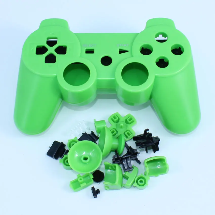 YuXi Full Shell Colour& Chrome Buttons mod kit For Sony PlayStation 3 PS3 Wireless Controller Housing Cover Case Replacement - Цвет: Green