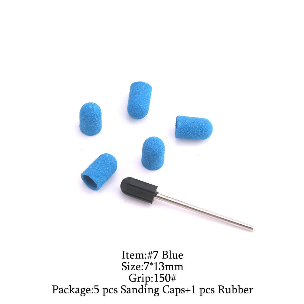 5 шт. синие многоразмерные шлифовальные колпачки Пластиковые Электрические песочные блоки Инструменты для педикюра полировка аксессуары для ухода за ногами - Цвет: L-2