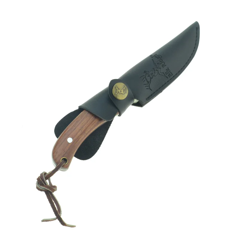 Ручной работы Elk Ridge 7cr17 фиксированным лезвием охотничьи ножи деревянная ручка кемпинг выживания острый нож с кожаной оболочкой