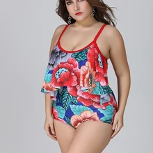 Большой Размер 3XL/4XL/5XL Купальники пуш-ап с принтом сексуальный цельный купальник размера плюс купальники женские купальники большого размера