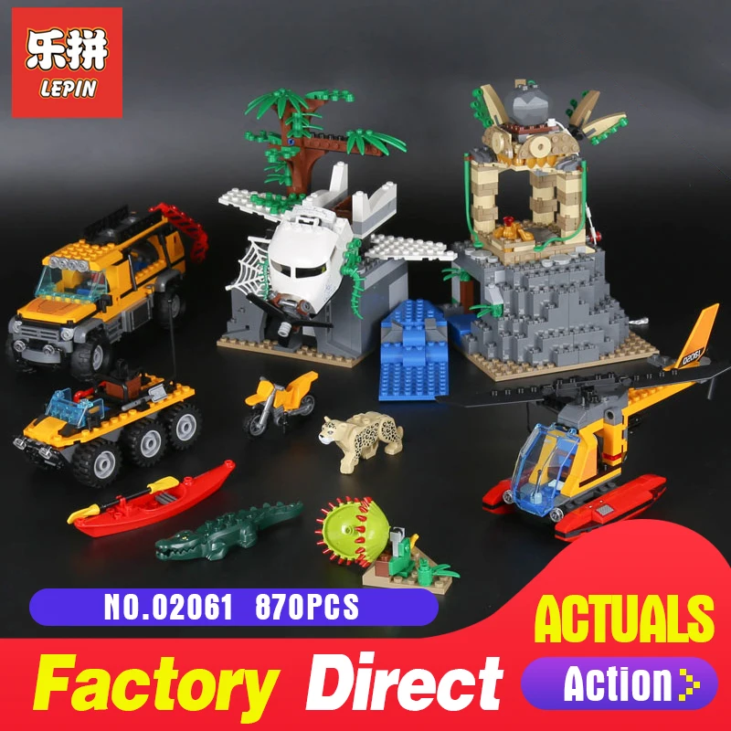 

Lepin 02061 870Pcs Compatible City Exploration Of Jungle LegoINGlys 60161 Building Blocks Bricks Toys Model for New Year Gifts