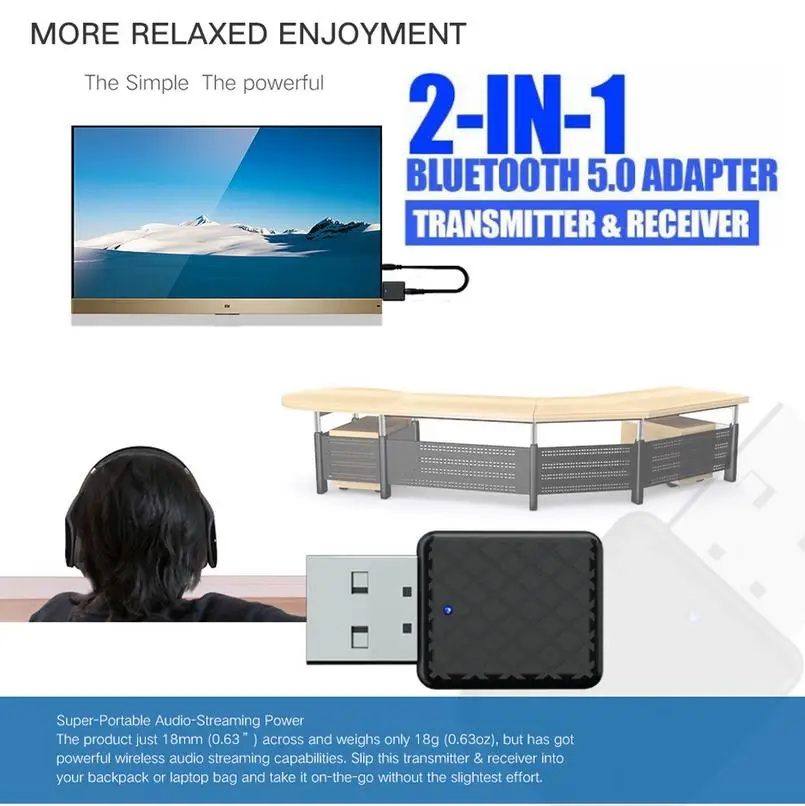 

Bluetooth 5.0 TV Transmitter aptX 3.5MM Jack Audio Adapter to TV & Paired Data Cables
