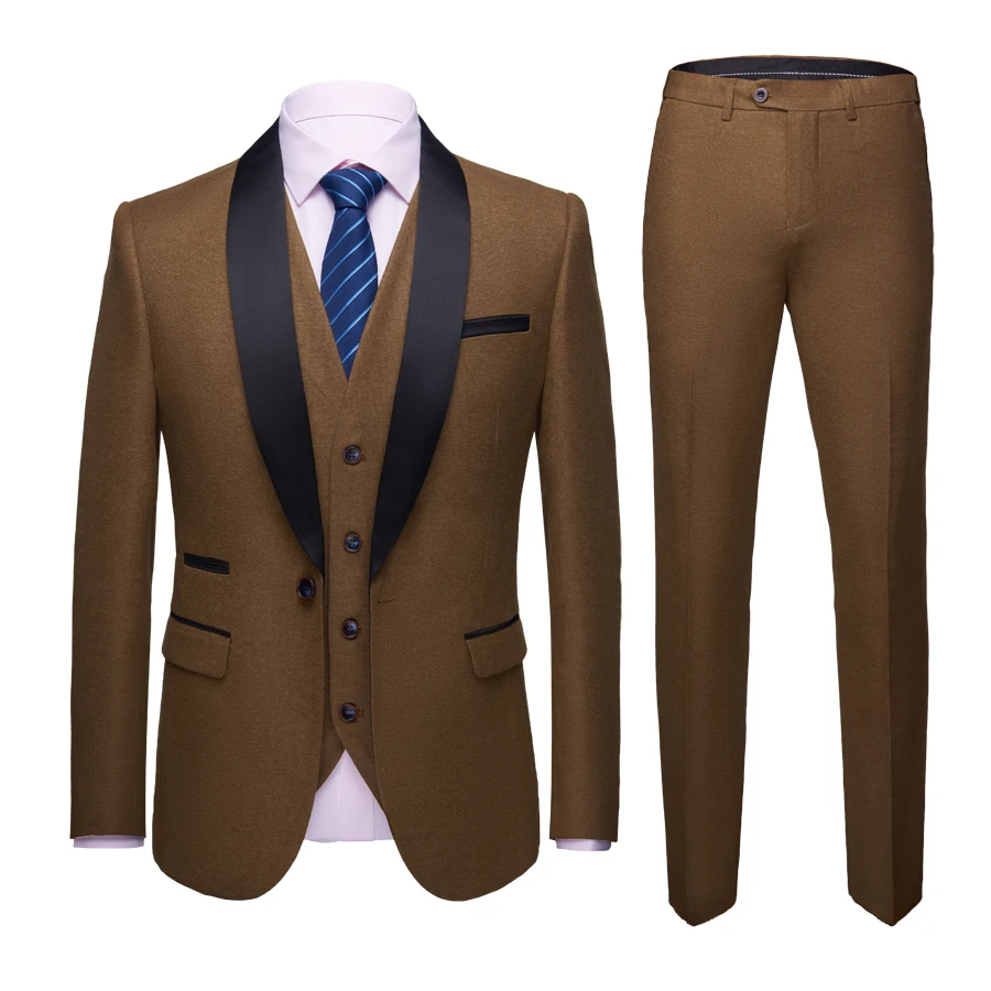 

2019 Men's pure cotton senior Groom marry Full dress/ men Three pieces of Suites coat+Vest+trousers /fashion Men's suit