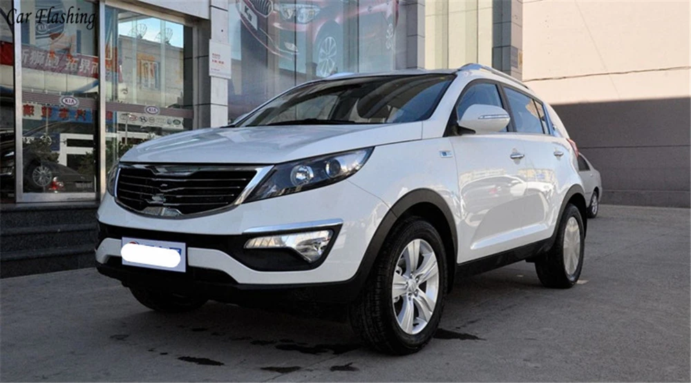 Автомобильный мигающий светодиодный светильник 2 шт. для Kia Sportage 2011- DRL, дневной ходовой светильник, реле сигнала поворота, автомобильный головной светильник, украшение для бровей