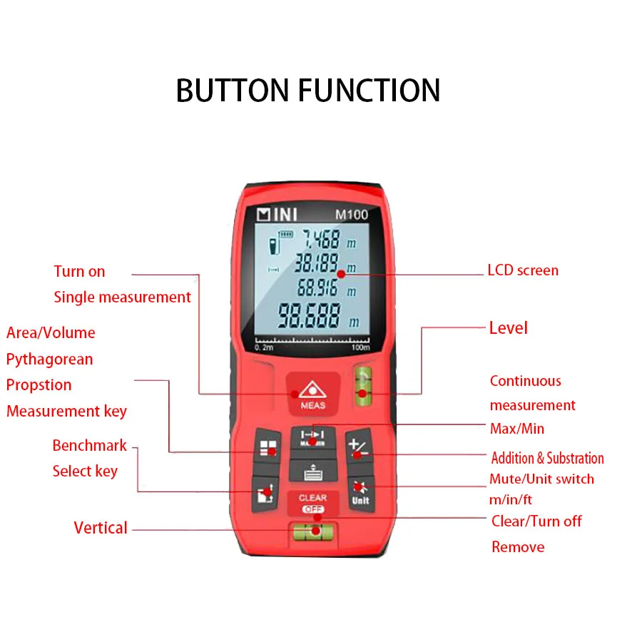 High Quality Mini Digital Laser Distance Meter 40m/60m/80m/100m Laser Rangefinder Laser Tape Measuring Diastimeter Tester Tool High Quality Mini Digital Laser Distance Meter 40m/60m/80m/100m Laser Rangefinder Laser Tape Measuring Diastimeter Tester Tool