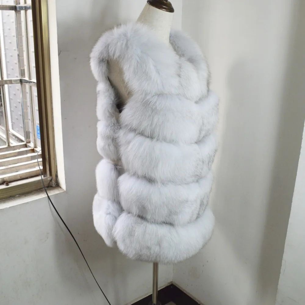 Qualité De Lady Chaude Mode Fourrure Femmes Renard Vente Manches 100 Manteau D'hiver White Haute Sans Réel Fox Naturel Gilet FpnOqX