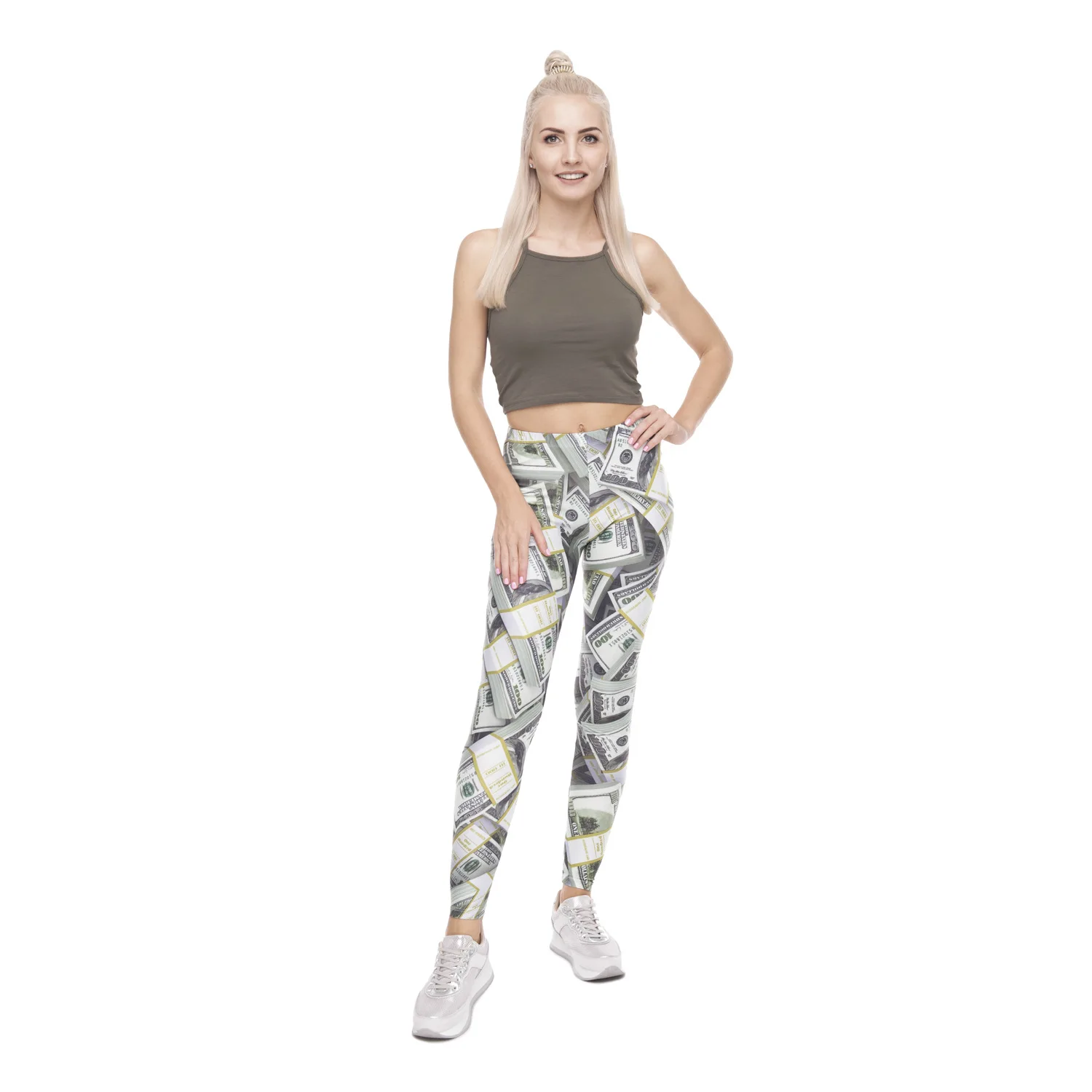 Cash Leggings Money Dollar Graphic Full Printed Pants Fitness Casual Women Legging Stretchy Workout Trousers Slim Sexy Legging Leggings