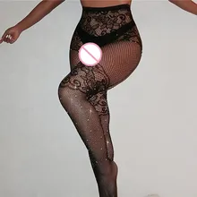 Сексуальные женские блестящие ажурные колготки с открытой промежностью, сетчатый колготки, блестящие стразы, дамские колготки размера плюс, чулки, Чулки# YL5