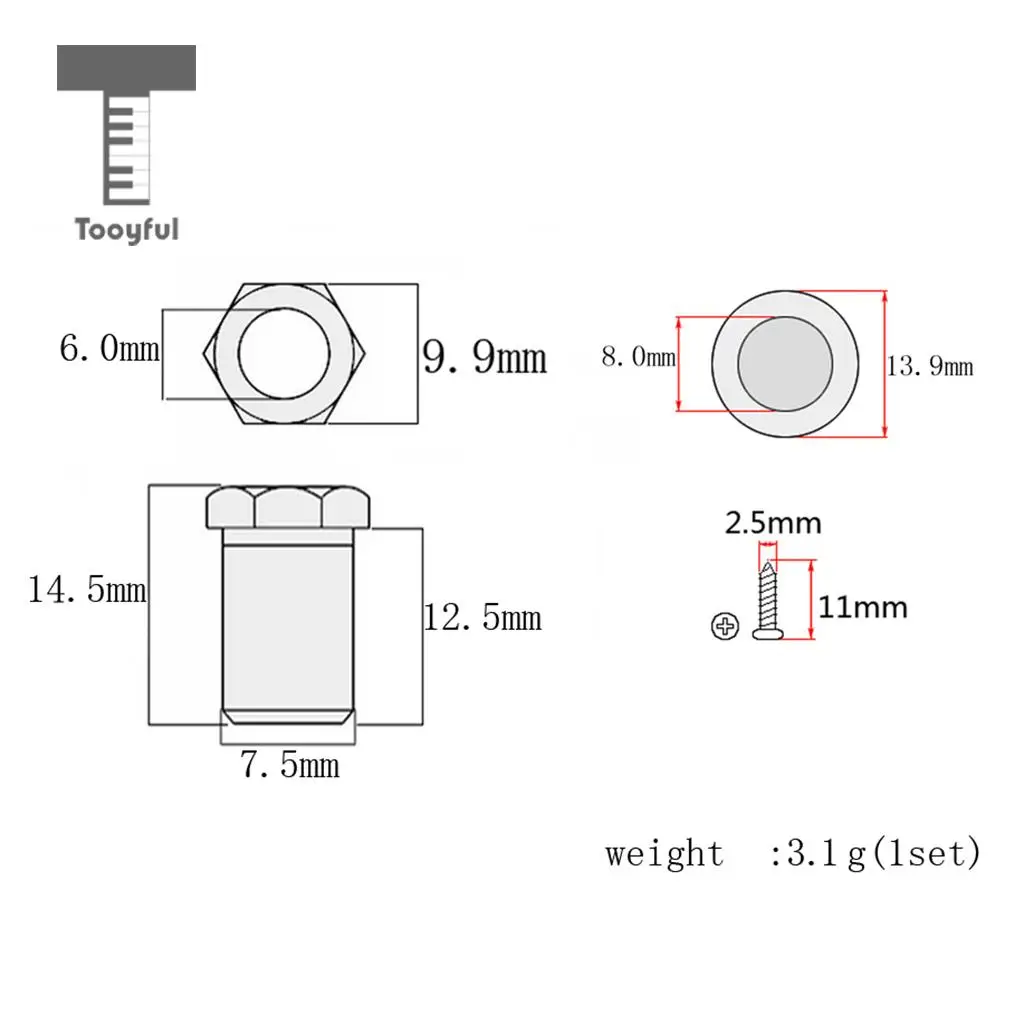 Tooyful 10 компл. Шестигранная Резьбовая втулка и наконечники и крепежные винты для укулеле гитары Тюнинг Peg тюнер машинные головки