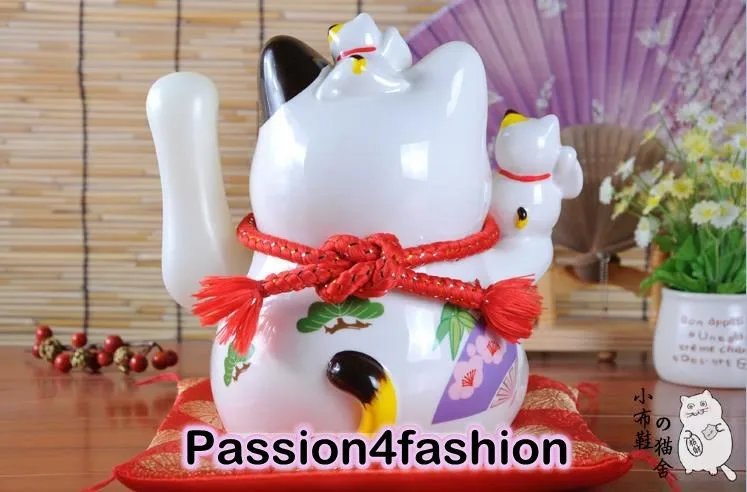 Maneki Neko Lucky Cat развевающийся лапой керамический улыбающееся лицо милый богатство удача орнамент Электрический негабаритный подарок