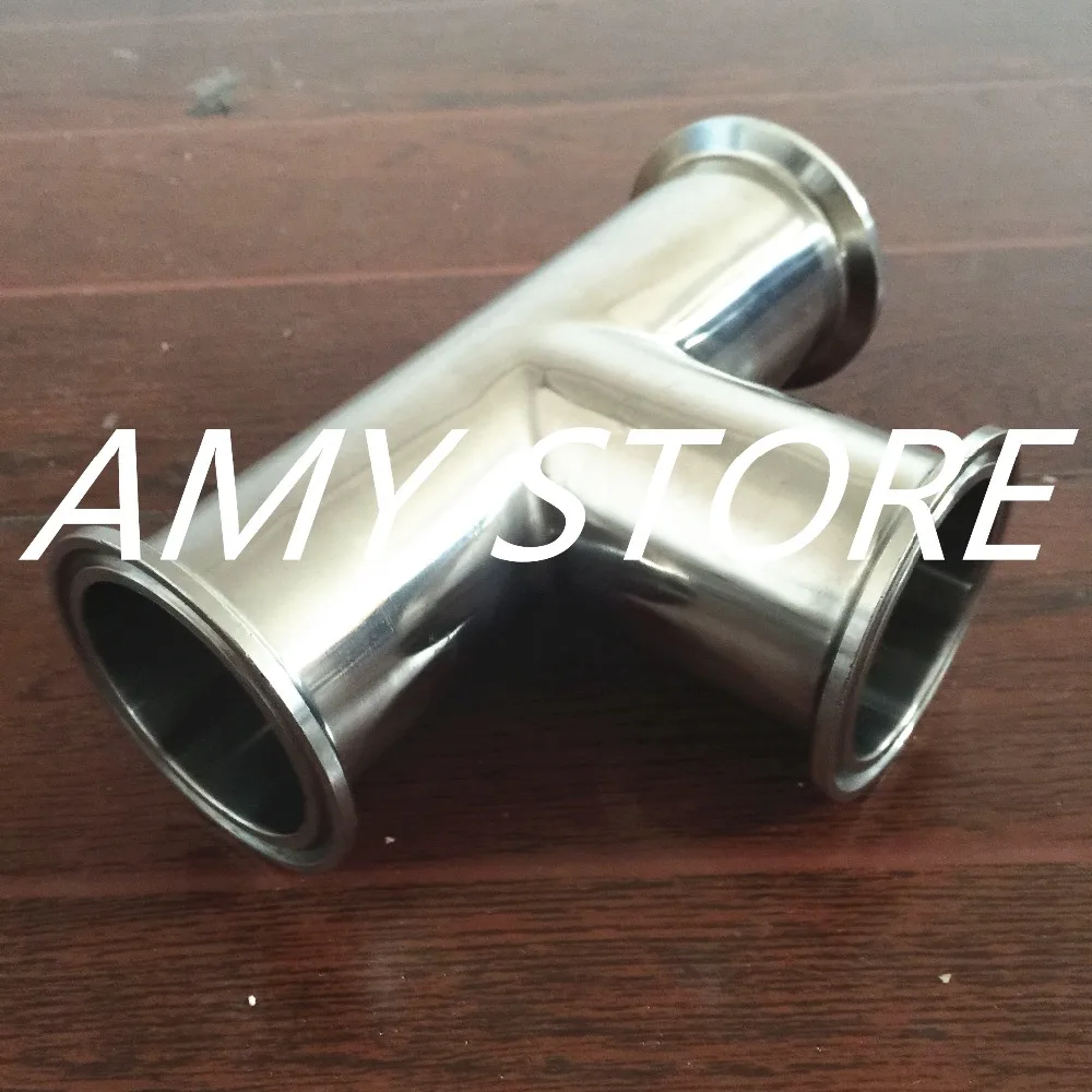 OD 51mm 2'' 3 Way Tee Sanitary Ferrule Pipe Fitting Stainless Steel 304