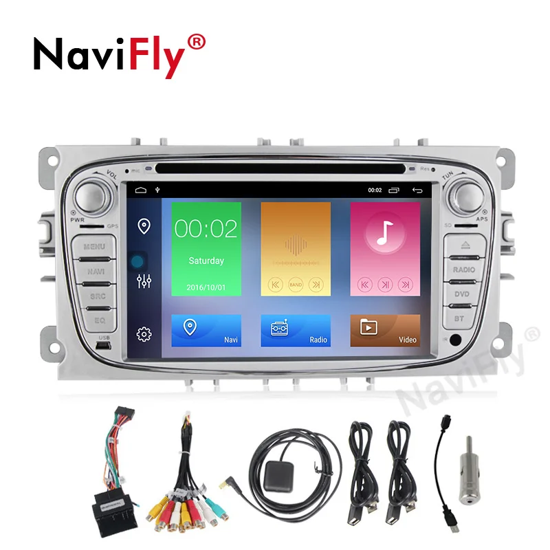Cheap NaviFly 2 Din Android 9.1 car dvd GPS for FORD/Focus/S-MAX/Mondeo/C-MAX/Galaxy AutoRadio multimadia stereo player 2G RAM 7708IC 5