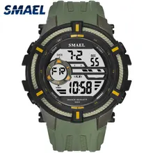 Цифровые наручные часы, военные, натуральная кожа, SMAEL, мужские часы, светодиодный, спортивные часы для мужчин, водонепроницаемые, 1616, военные часы для мужчин, армейские часы
