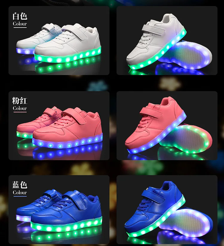 children's shoes for sale Size 25-37 Children Led Light Up Sneakers Luminous Sneakers for Boys Girls Hook Loop Glowing Shoes Kids Casual Shoes with Light extra wide fit children's shoes