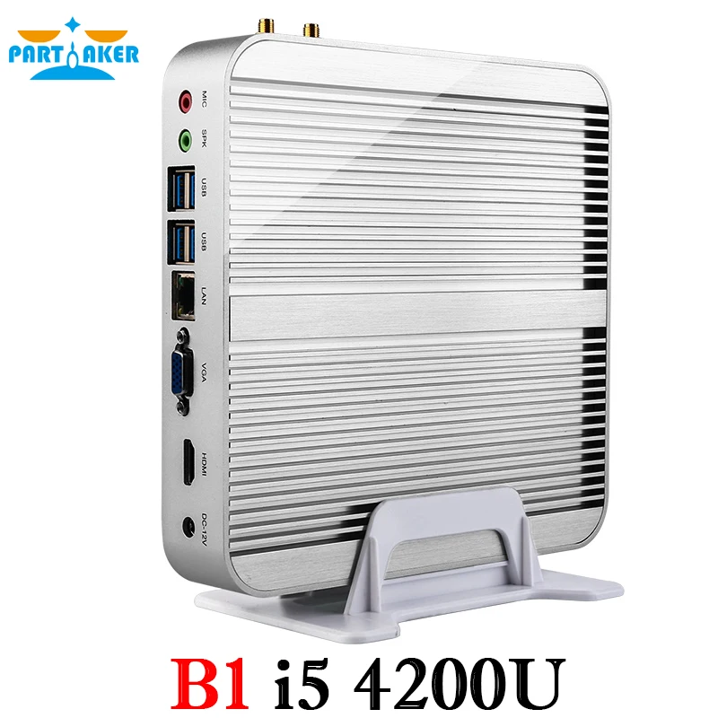 Fanless 4K HTPC TV Box Nuc Computer Barebone Mini PC I5 4200u with Intel Core i5