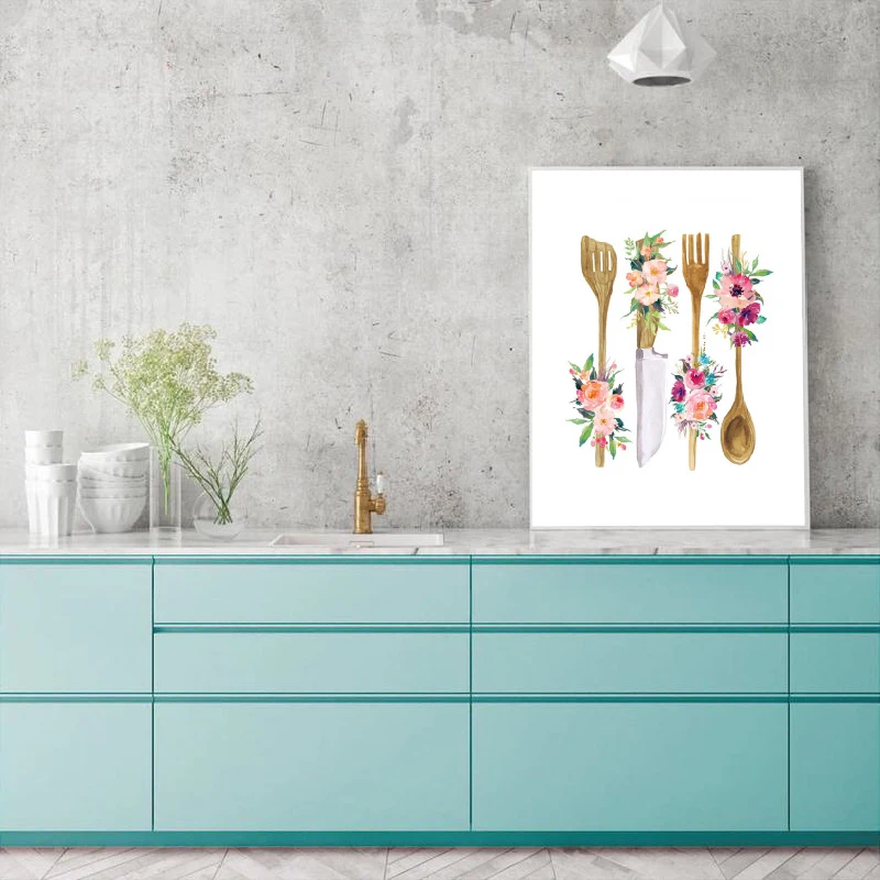 Floral Kitchen Utensil Print