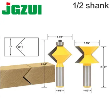 

2Pc 1/2" Shank 90 Degree Edge Banding Router Bit Set V-Design Tongue & Groove plate splicing knife woodworking cutter