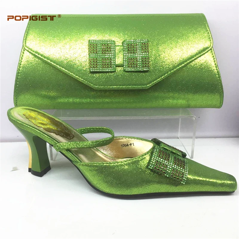 Newest Green Color Shoes and Bag Set African Sets 2018 Italian Shoes