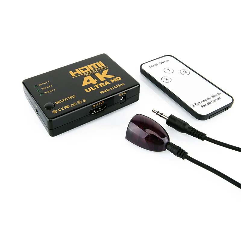 3 порта 4K * 2K 1080P HDMI адаптер с дистанционным управлением к преобразователю RCA AV/CVSB L/R
