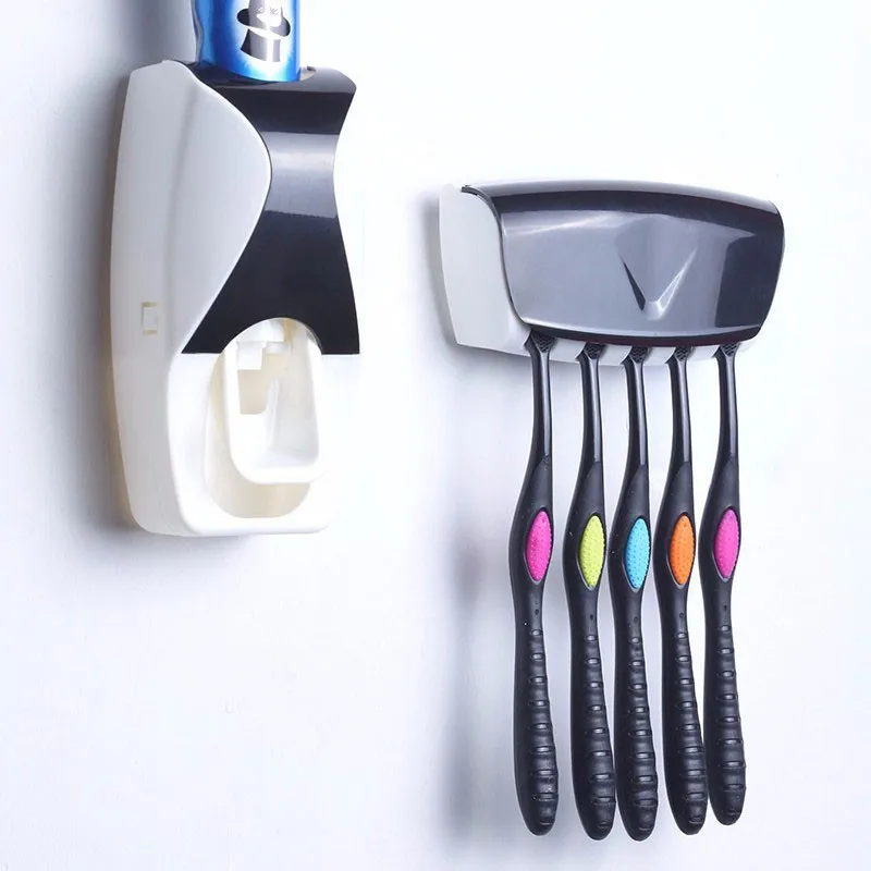 

Bathroom Accessories Set Tooth Brush Holder Automatic Toothpaste Dispenser Holder Toothbrush Wall Mount Rack Bathroom Tools Set