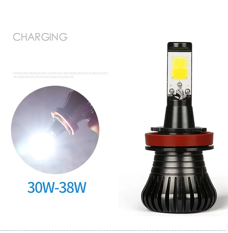 Car led Bulb Fog Lights Dual Color Flash automobiles H3 H8 H11 9005 HB3 HB4 9006 H27 880 881 6000k White Blue Yellow 30W | Автомобили и