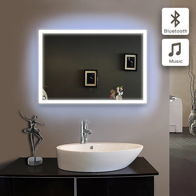 50x70 cm bad spiegel in badkamer Bluetooth VERLICHTE LED piegel ... 50x70 cm bad spiegel in badkamer Bluetooth VERLICHTE LED piegel ...