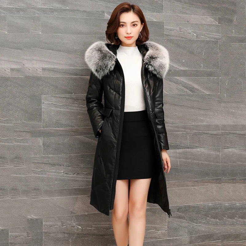 Manteau Vêtements Cuir Mouton Capuchon Col Parkas Peau Black Veste De En Femmes Vers 2018 red Vestes Taille armygreen À Le Bas D'hiver Grande Renard Chaud Femelle Fourrure Tops 0d7ZBqw
