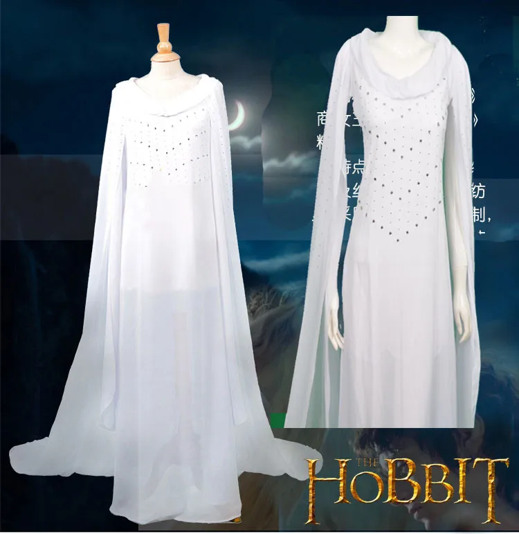 Популярное платье из фильма «Хоббит», «Властелин Колец», «ФЕЯ», «Королева эльфов», «Принц», костюм для косплея, длинное белое платье