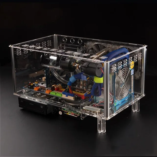 QDIY PC D779X Colorful Horizontal ATX Acrylic Transparent Desktop PC