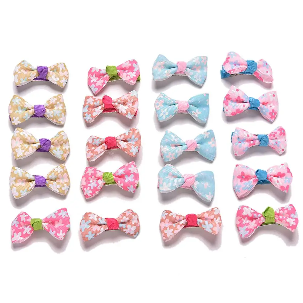 20Pcs TEROKK Girls Polka Dot Bowknot Hair Clips Lovely Bow knot Girl Hair Clips Hairpins Hair Accessories