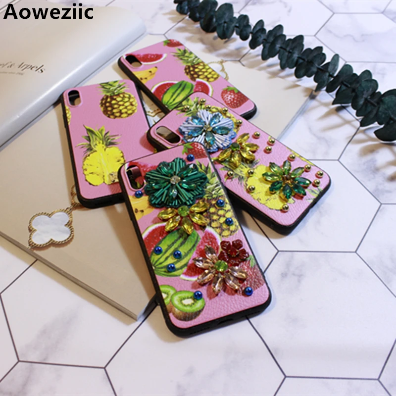 Aoweziic роскошный Liu Dingzhu вышивка прикрепляется для защиты tide fruit iphone XR XS MAX Чехол