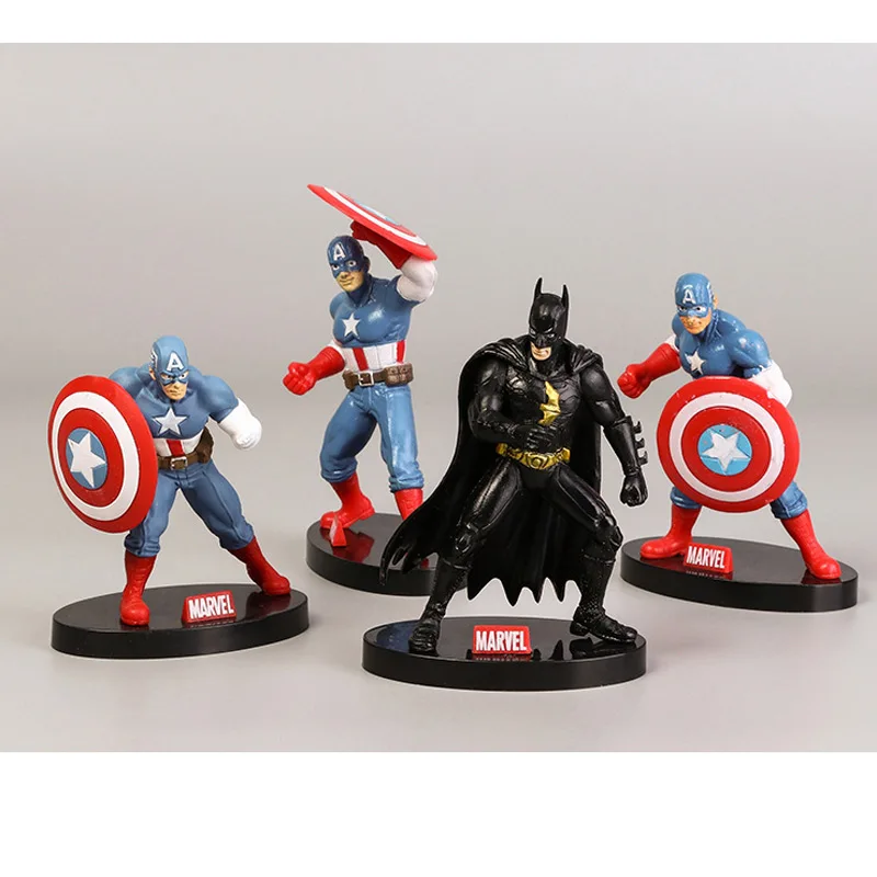 

10cm 4 Types DC Comics Batman Captain America Action Figure Collectible Toy with Opp Bag