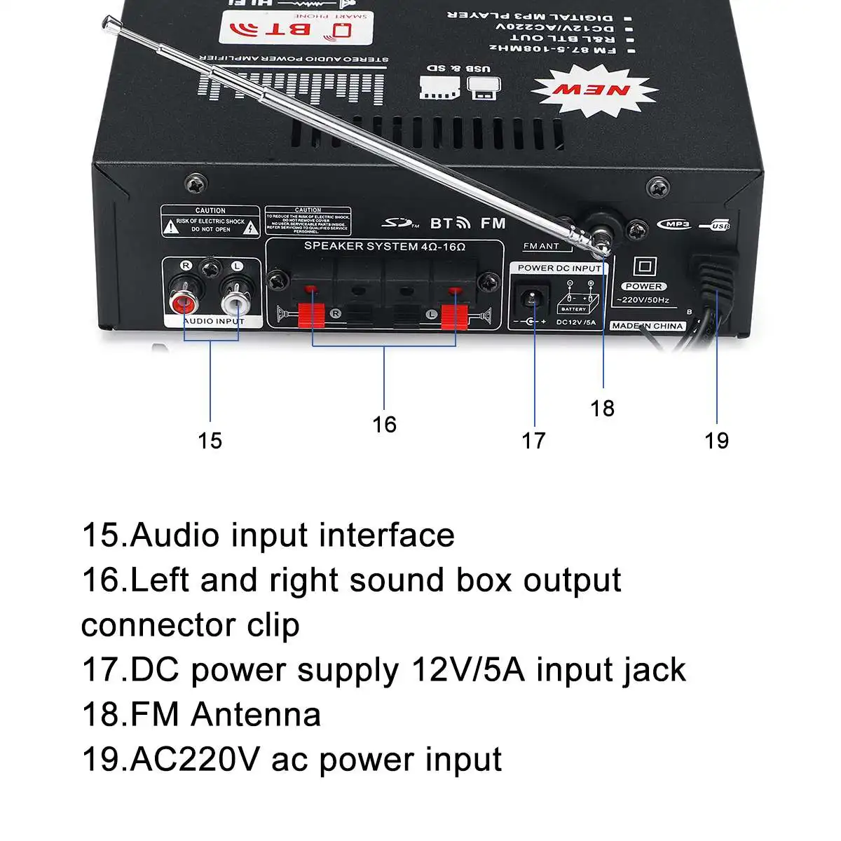 220 в 12 В HIFI bluetooth усилитель беспроводной bluetooth бас аудио FM радио U блюдо TF карта усилитель мощности домашний усилитель