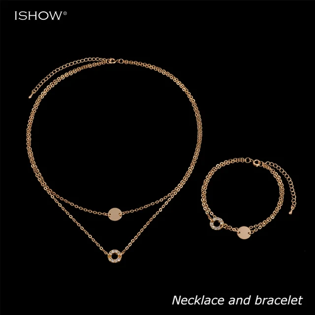 Nouveau Multicouche Strass collier sautoir long or,couleur ronde choker colliers collier parure bijoux femme
