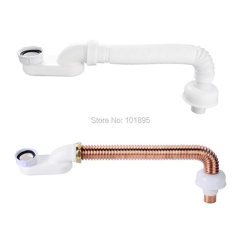 

L16861 ABS Plastic And Copper Material Bathtub Waste Trap Flexible Hose Can Be Extended 100CM Copper Hose is 45CM Length