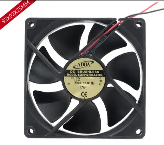 AQ0912HB-A70GL 9225 12V 0.25A 9cm 2-проводной водонепроницаемый вентилятор для отвода тепла |
