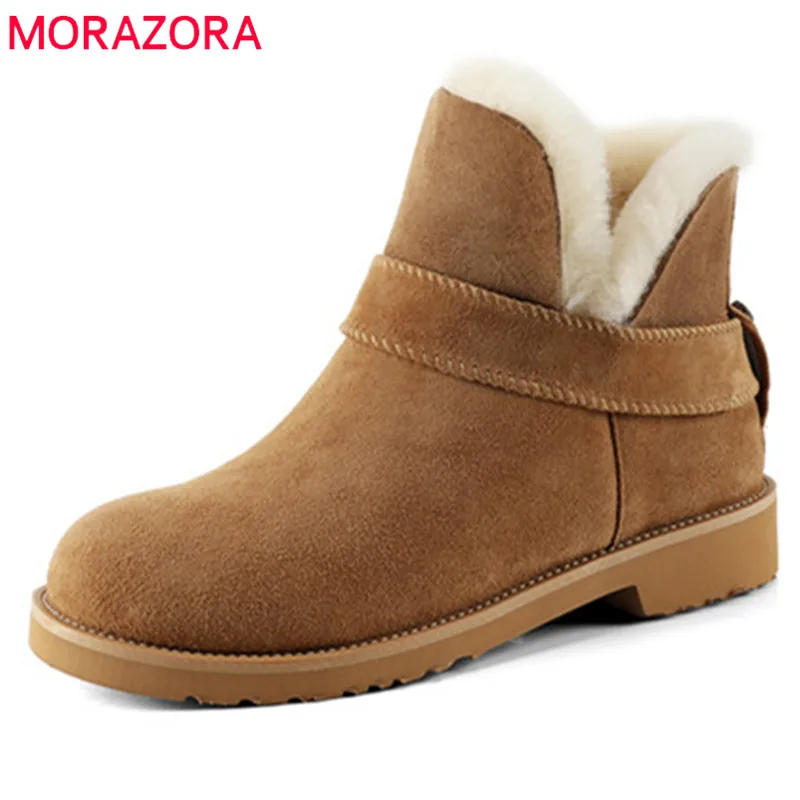 

MORAZORA Suede leather snow boots women wool fur keep warm platform shoes winter ankle boots top quality women boots size 34-41