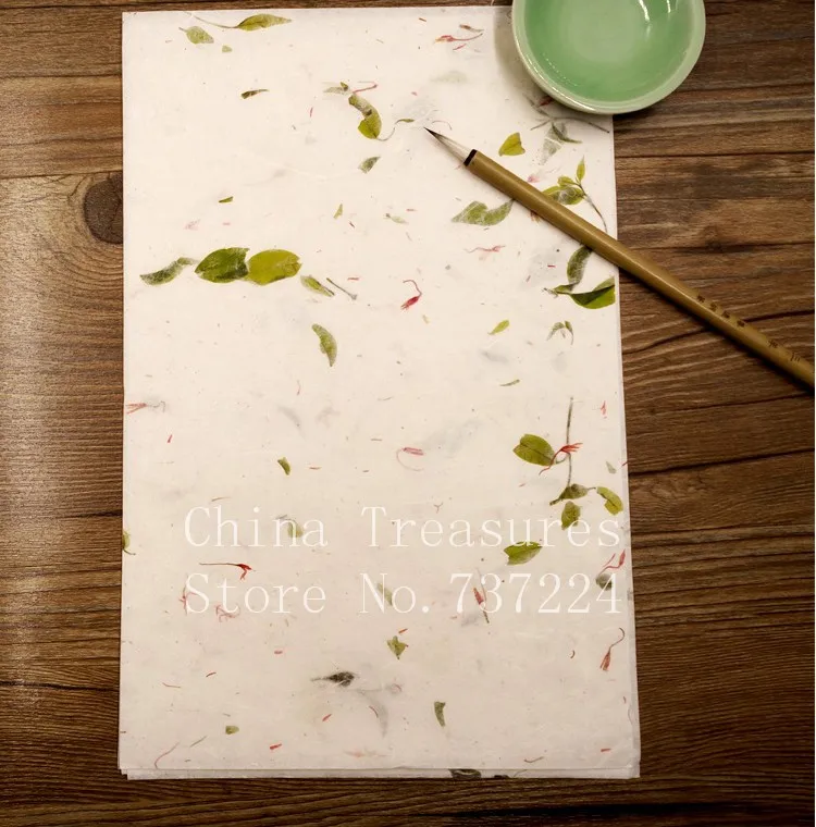 

Small Size Handmade Chinese Calligraphy Paper Fiber Xuan paper Letter Paper Xuan Zhi Handcraft paper Flowers&Tea Leaves