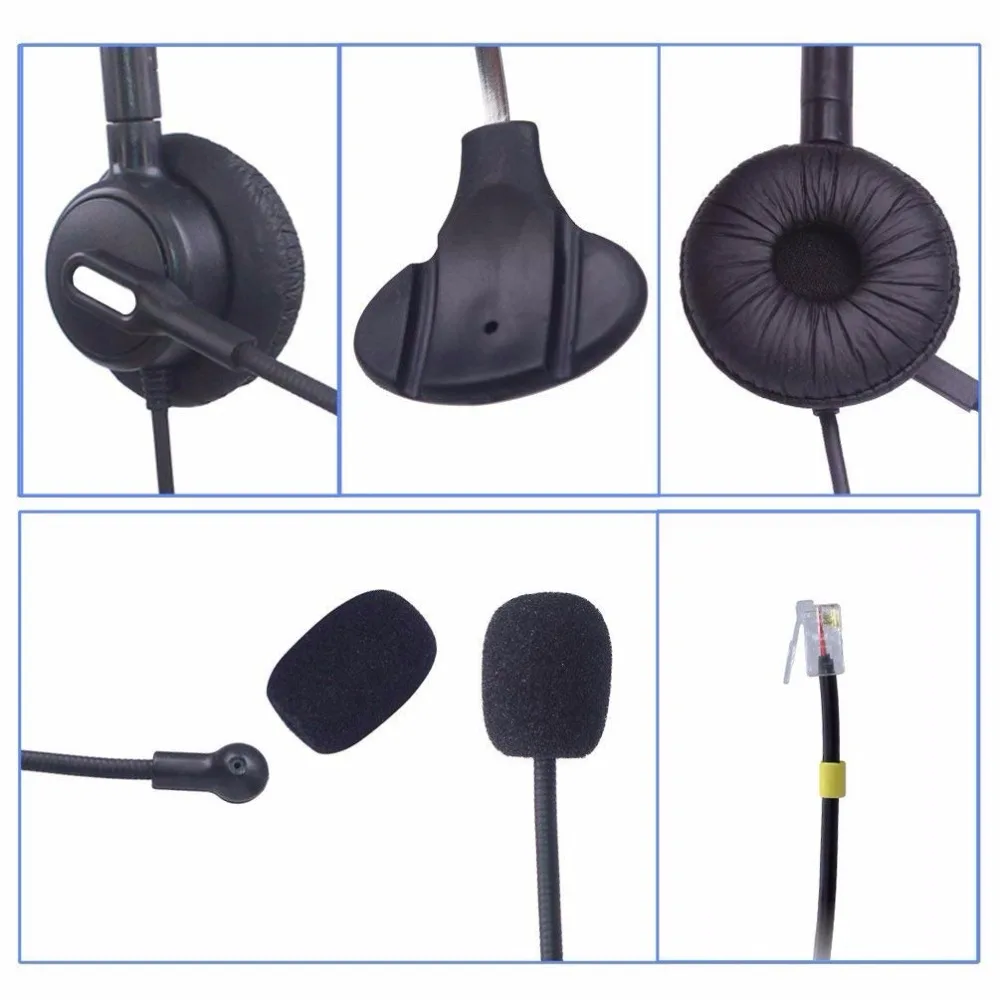 Wantek الأيدي الحرة الهاتف سماعة أحادية مع التحكم في الصوت ، الضوضاء إلغاء Mic دعوة مركز سماعات الهاتف RJ9 RJ11 جاك