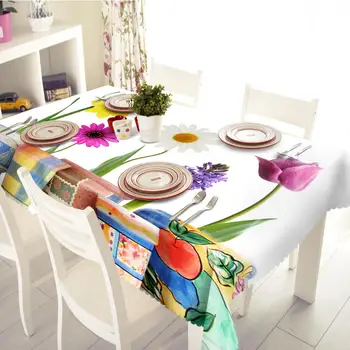 

Kitchen Tablecloth Round Table Cover Bamboo leaf pattern rectangular Waterproof wedding Cabinet Cover Customized size Pillowcase