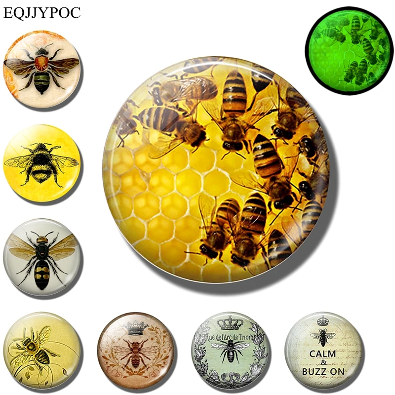 

Glowing Bee fridge magnet Luminous Honeybee Mosquito Insect Animal Glass refrigerator magnets Stickers message board Home Decor