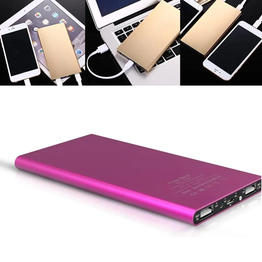 Ультратонкое портативное два внешнее зарядное usb устройство для аккумулятора 20000