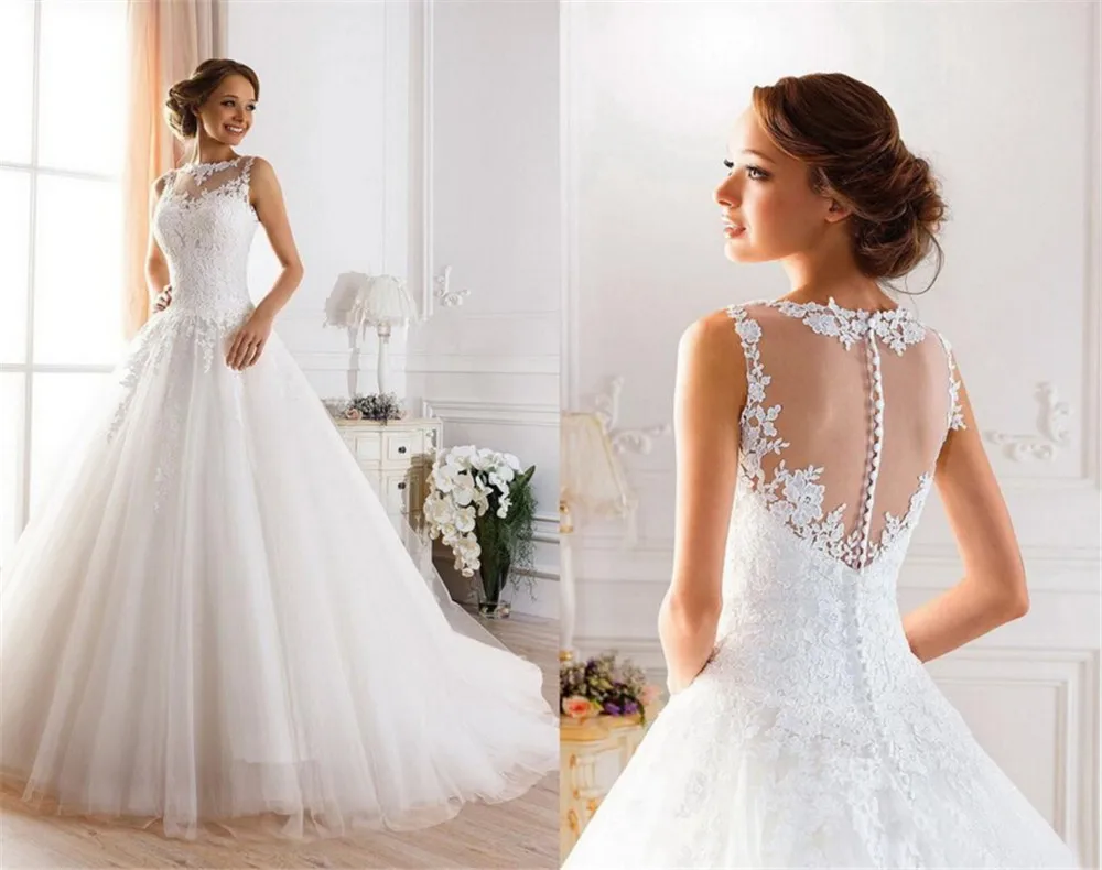 

Bridesmaid Dresses 2018 lace White Ivory A-Line Wedding Dresses for bride Dress gown Vintage plus size Customer made size 2-26W