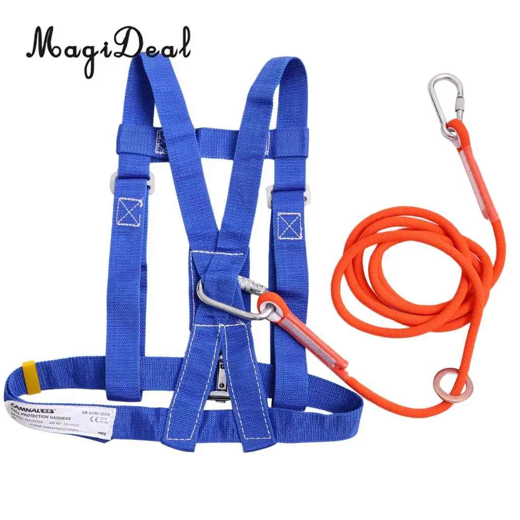 Rock Climbing Half Body Fall Protection Safety Harness Belt Lanyard with Carabiner CE Mountaineering Rescue Tree Arborist