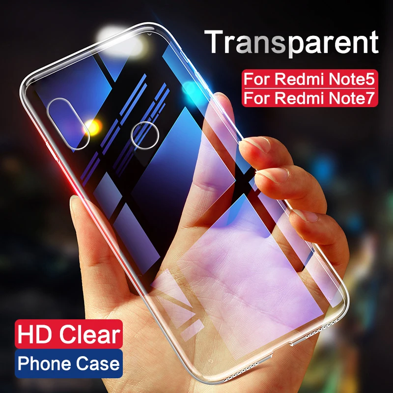 

Phone Case For Xiaomi Redmi Note 7 Note 5 Case Transparent Soft Silicone TPU Back Cover For Redmi Note7 Anti-knock Phone Coque
